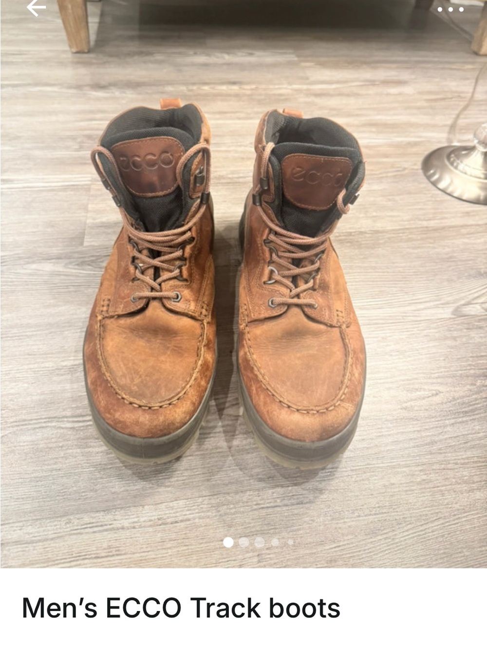 Ecco Men’s Tan Leather Lace-Up Track Boots